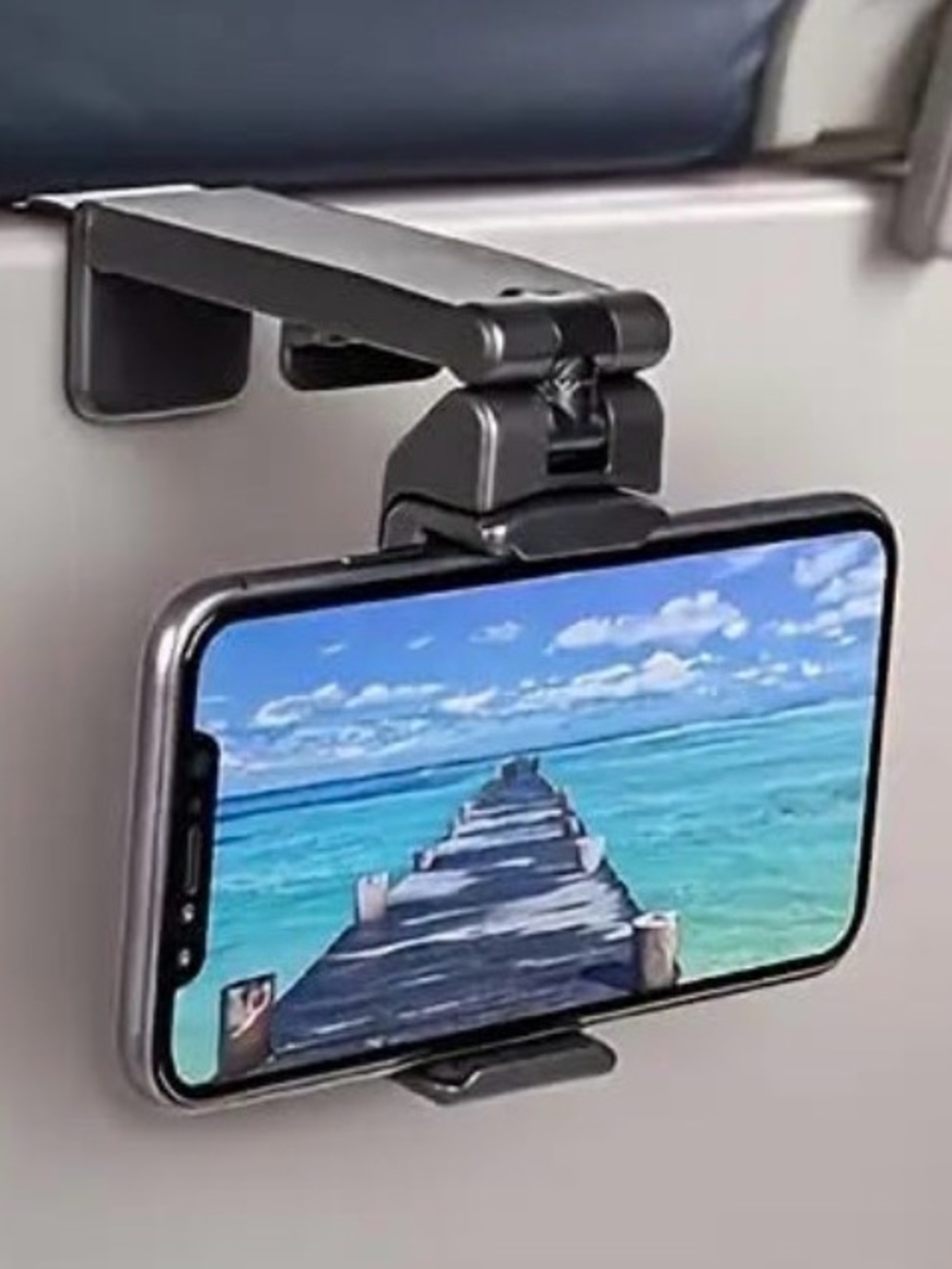 New Black 360° Rotating Clip On Phone Mount Holder for Cars or Airplanes
